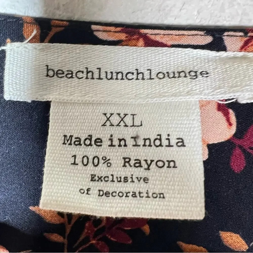 Beach Lunch Lounge black brown floral casual shift dress/swimsuit cover XXL B120 - Picture 2 of 3